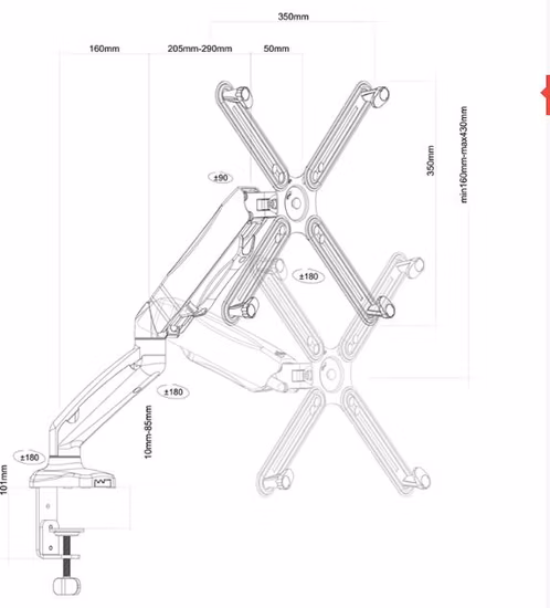 LCD Computer Display Stand, Display Bracket Arm, Table Top Rotating Lifting Bracket
