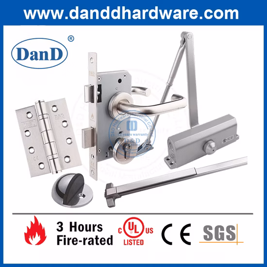 Maçaneta da porta frontal dourada e prateada em aço inoxidável para apartamento de hotel